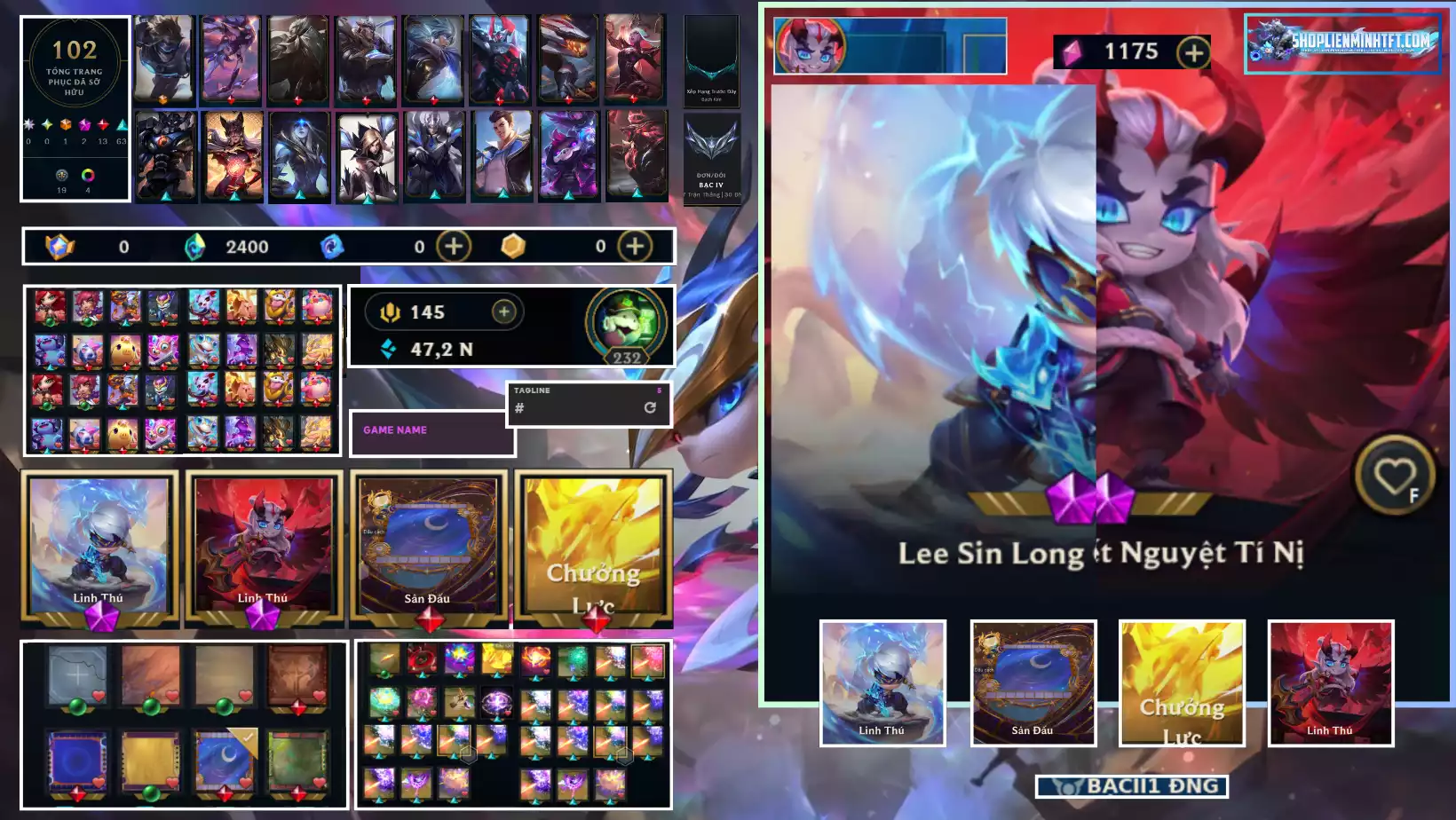 TFT LOL VIP1 2 TÍM - 2 PET TÍM - 0 SÂN TÍM - 4 SÂN ĐỎ - 2 TÍ NỊ THƯỜNG - NHIỂU CHƯỞNG LỰC - NHIỀU LINH THÚ HIẾM DƯ 0 HC - 1000 MẢNH SAO - 2400 PHA LÊ - Thông Tin Đầy Đủ - Hỗ Trợ - Bảo Hành 100%